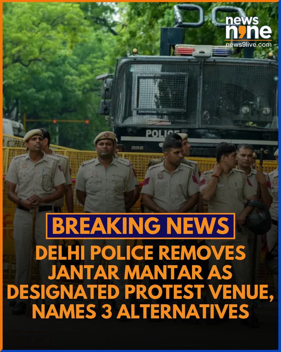 Aswinity's tweet photo. Delhi Police has removed Jantar Mantar from the list of designated venues for protests and demonstrations, according to a standing order dated October 11, 2026. The order names Ramlila Ground, Burari Ground and CBD Ground in East Delhi as alternative venues. Revised standard operating procedures for organising protests at these locations will be issued separately. @DelhiPolice
 #JantarMantar #JantarMantarProtest #CJP #Congress #GyaneshKumar