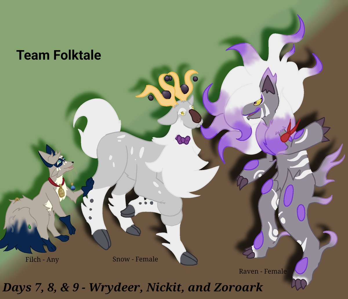 Akiraa_1996's tweet photo. And finally, first finished team of PMDtober, but I was suffering and it got me behind by 2 days. Nonetheless. PMDtober prompts Day 7: Wyrdeer Day 8: Nickit Day 9: Zoroark
#digitalart #NoAI #PMD #Pokemon #PMDOC #Wyrdeer #Nickit #Zoroark #PMDtober https://t.co/xB5WAbsm9P