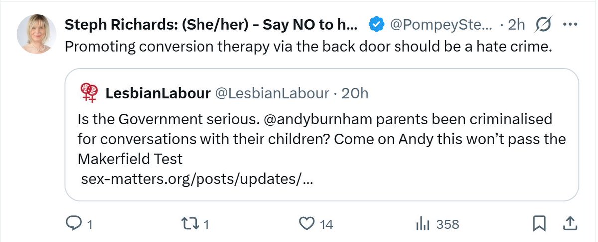 garylfrancione's tweet photo. Dear @PompeySteph: Parents discussing with their children the biological impossibility of being born "in the wrong body" is no more "conversion therapy" than is discussing with their children that they do not have superhero powers that allow them to jump off buildings and fly. https://t.co/hfNI5aDBKJ