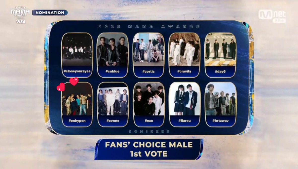 About___Enhypen's tweet photo. ENHYPEN is nominated for the 2026 MAMA Fans' Choice Daesang!

Voting starts in 1 hour

Are we ready ENGENES? https://t.co/2FUCgJ6AYv