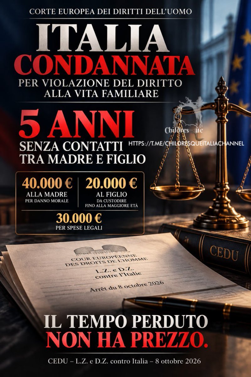 ChildQ53934's tweet photo. #ChildResQue🇮🇹

ITALIA: CHI CONTROLLA I SERVIZI SOCIALI?

La Corte europea dei diritti dell'uomo ha condannato l'Italia per violazione del diritto alla vita familiare.

Un bambino, separato dalla madre a soli 16 giorni dalla nascita, è rimasto per circa...
https://t.co/MOTJHFO1Xn https://t.co/SEGQbFCz01