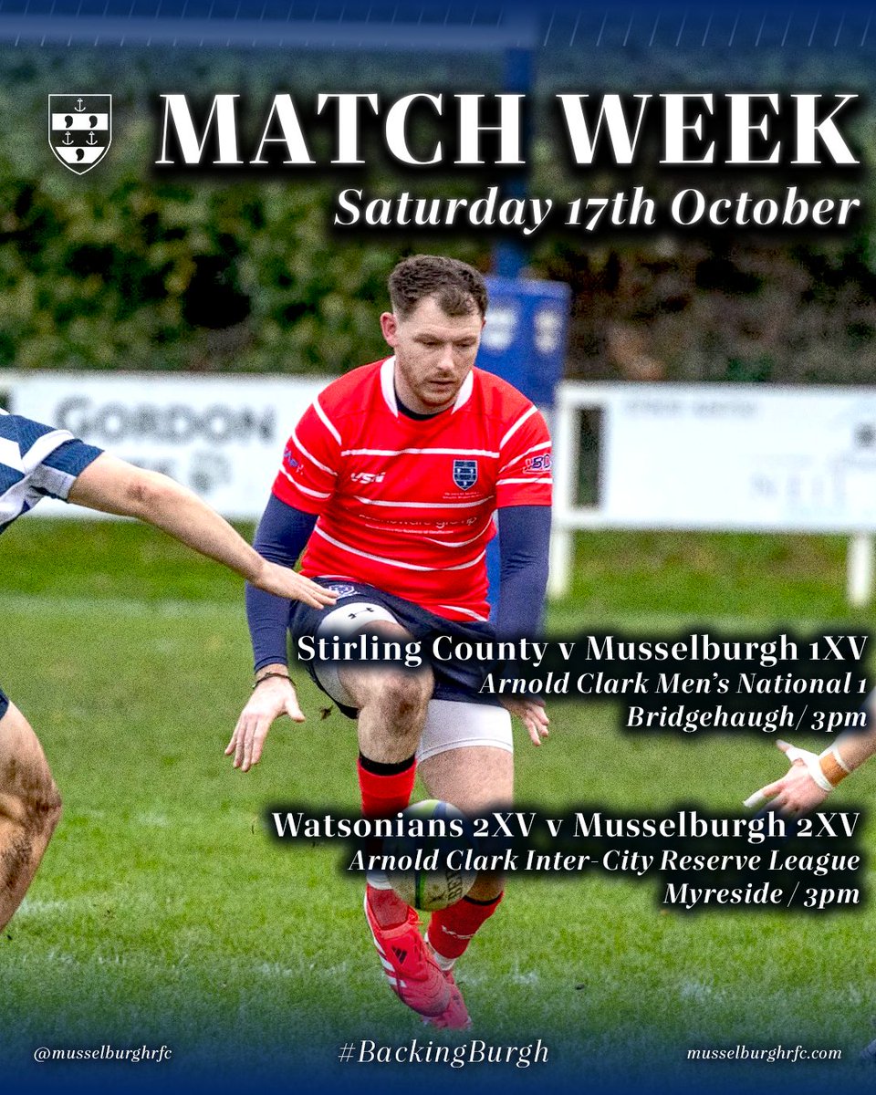 MusselburghRFC's tweet photo. Back on the road as our Senior Men's Squads travel to Stirling County and Watsonians 🔜

#BackingBurgh https://t.co/bSB8jyiPyg