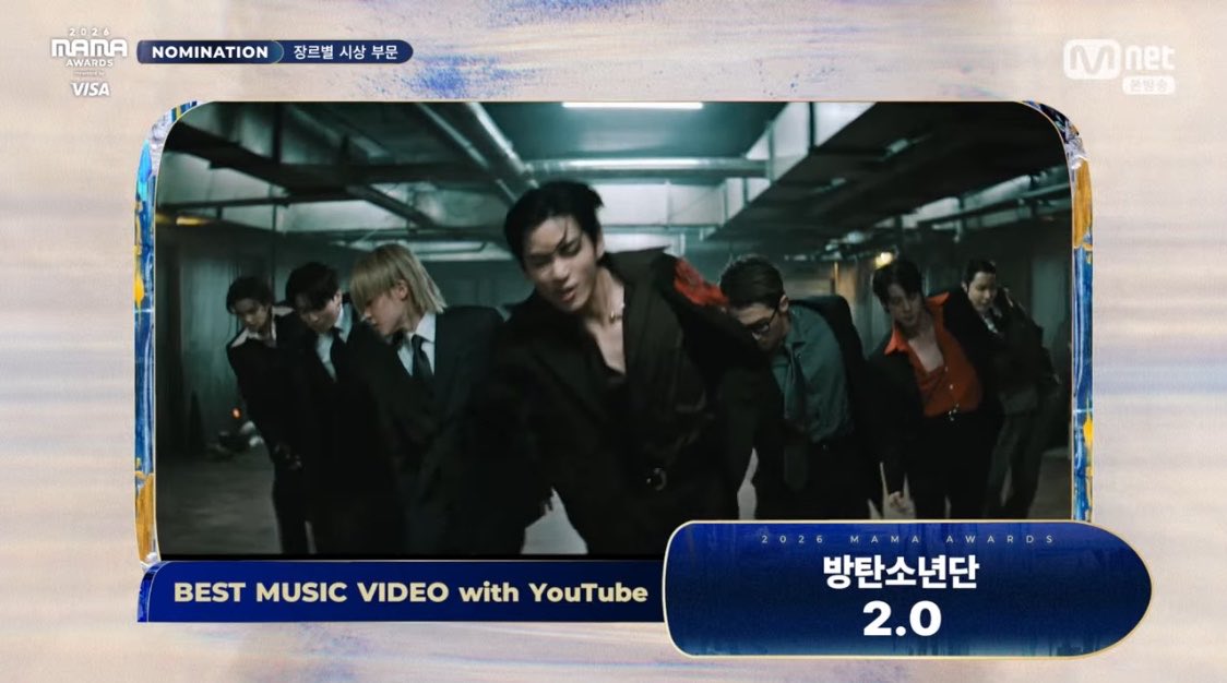 mxcharts's tweet photo. El MV “2.0” de #BTS se encuentra nominado en la categoría “Best Music Video with YouTube” de los premios #MAMA2026 🏆 

#MAMAAWARDS #2026MAMAAWARDS https://t.co/Xx2irlGUBo