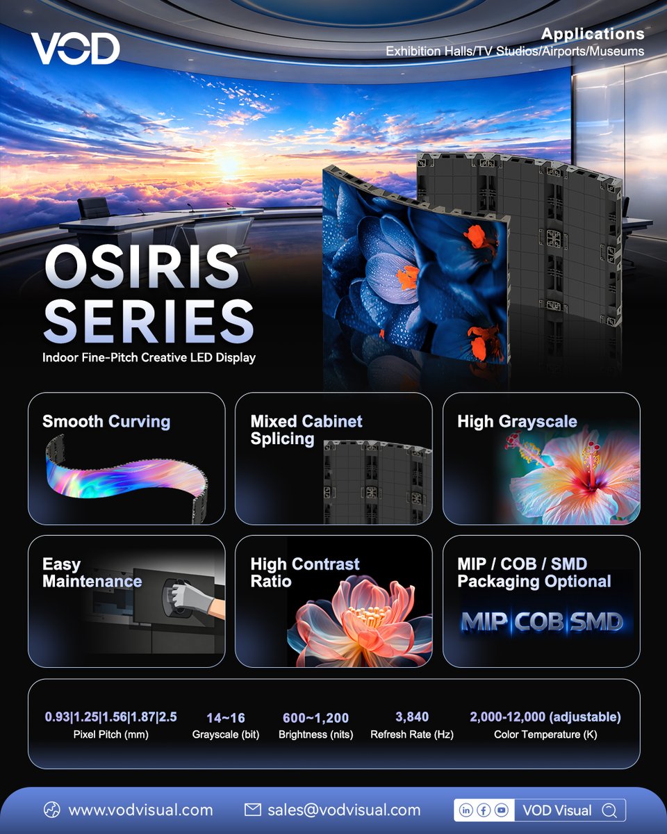 VOD__Visual's tweet photo. 🚀 Introducing the VOD Visual OSIRIS Series – Indoor Fine-Pitch Creative LED Display! 

#VODVisual #OSIRISSeries #FinePitchLED #CreativeLED #LEDDisplay #ProAV #DigitalSignage #TVStudio #DisplayTechnology https://t.co/n47B111sBc