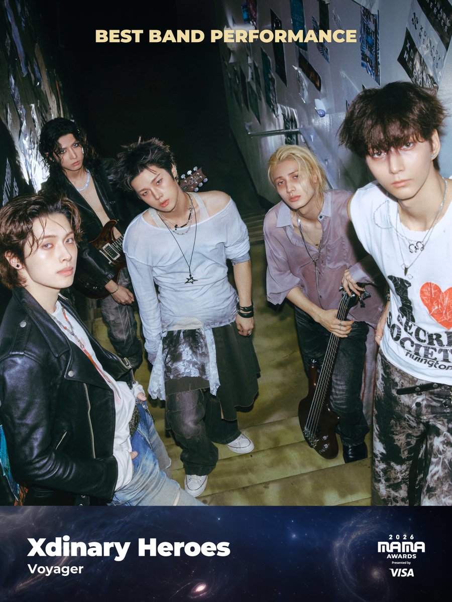 MnetMAMA's tweet photo. [#2026MAMA] BEST BAND PERFORMANCE Nominee | 베스트 밴드 퍼포먼스 후보

#XdinaryHeroes

MOVE THE STARS,
A MUSIC INTERSTELLAR
2026 MAMA AWARDS

2026.11.20-21 (KST)
KYOCERA DOME OSAKA &amp; Mnet Plus

#MAMAAWARDS #2026MAMAAWARDS https://t.co/JYzOTYLPBK