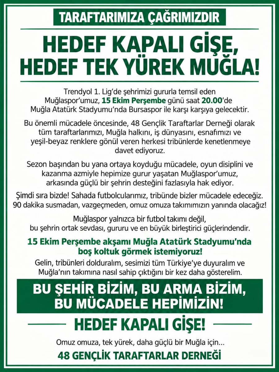48gencliktd's tweet photo. HAYDİ MUĞLALI 💚🤍 https://t.co/ul3ZTNep80