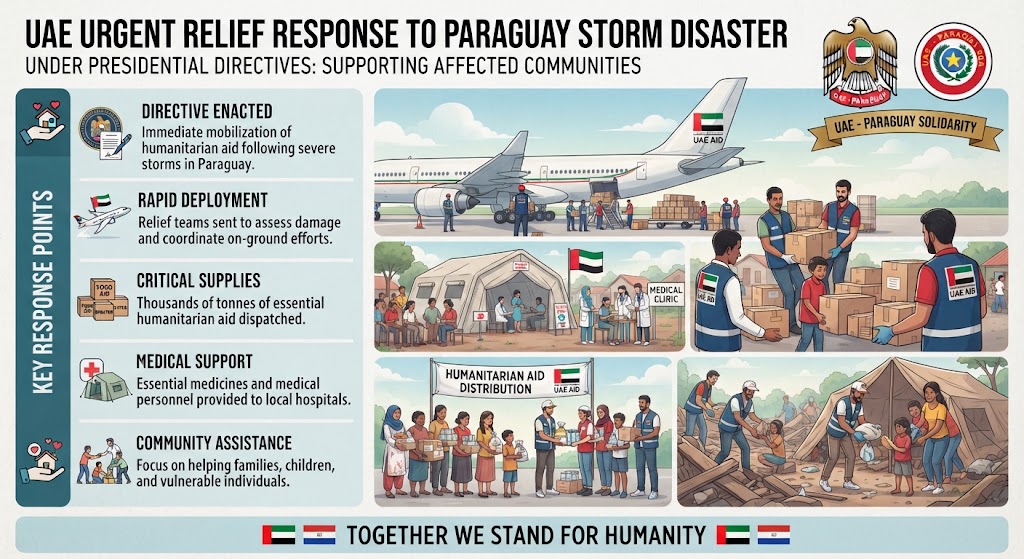 thepakistan2021's tweet photo. True leadership is measured by the lives it touches!
The UAE steps forward to support storm-hit communities in Paraguay, delivering hope, relief and a powerful message of international solidarity.
#UAE #Paraguay #Aid https://t.co/d8kOenTJDo