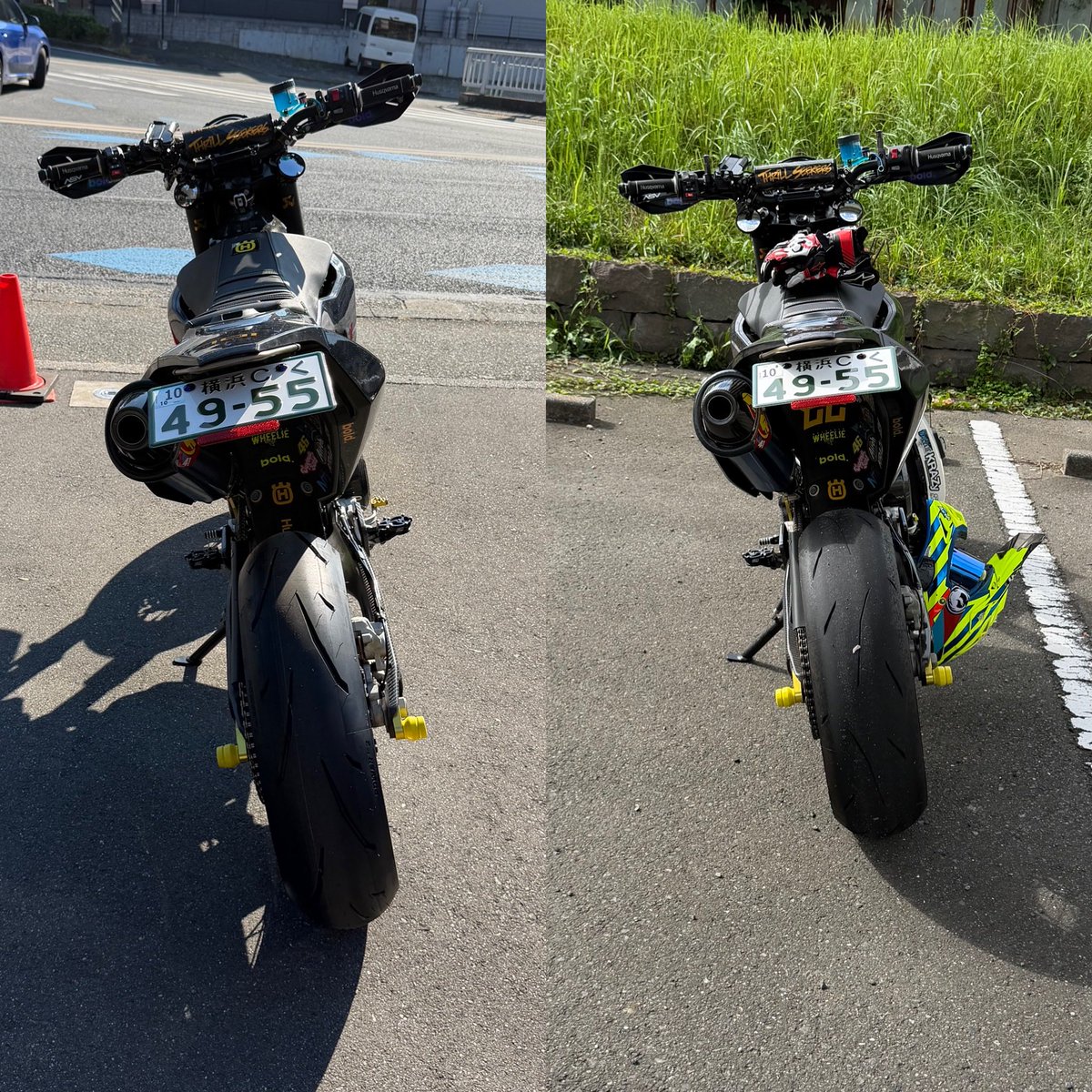 pepestevn7's tweet photo. あ、あれ、なんかタイヤ若干細くなった..?

左　MICHELIN POWER GP2
右　ダンロップ　α14 https://t.co/LftfQgkPyf