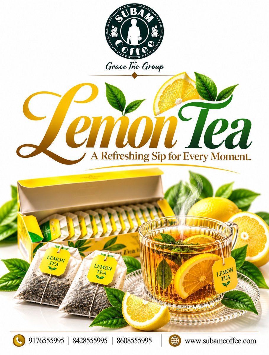 SubamCoffee's tweet photo. A little lemon. A refreshing tea break. 🍋
Discover SUBAM LEMON TEA — a refreshing sip for every moment.
By Grace Inc Group
📞 9176 555 995 | 8428 555 995 | 8608 555 995
🌐 https://t.co/WXJkFAjbSy
#SubamLemonTea #LemonTea #TeaTime #SubamCoffee https://t.co/vlxBX5vXPK