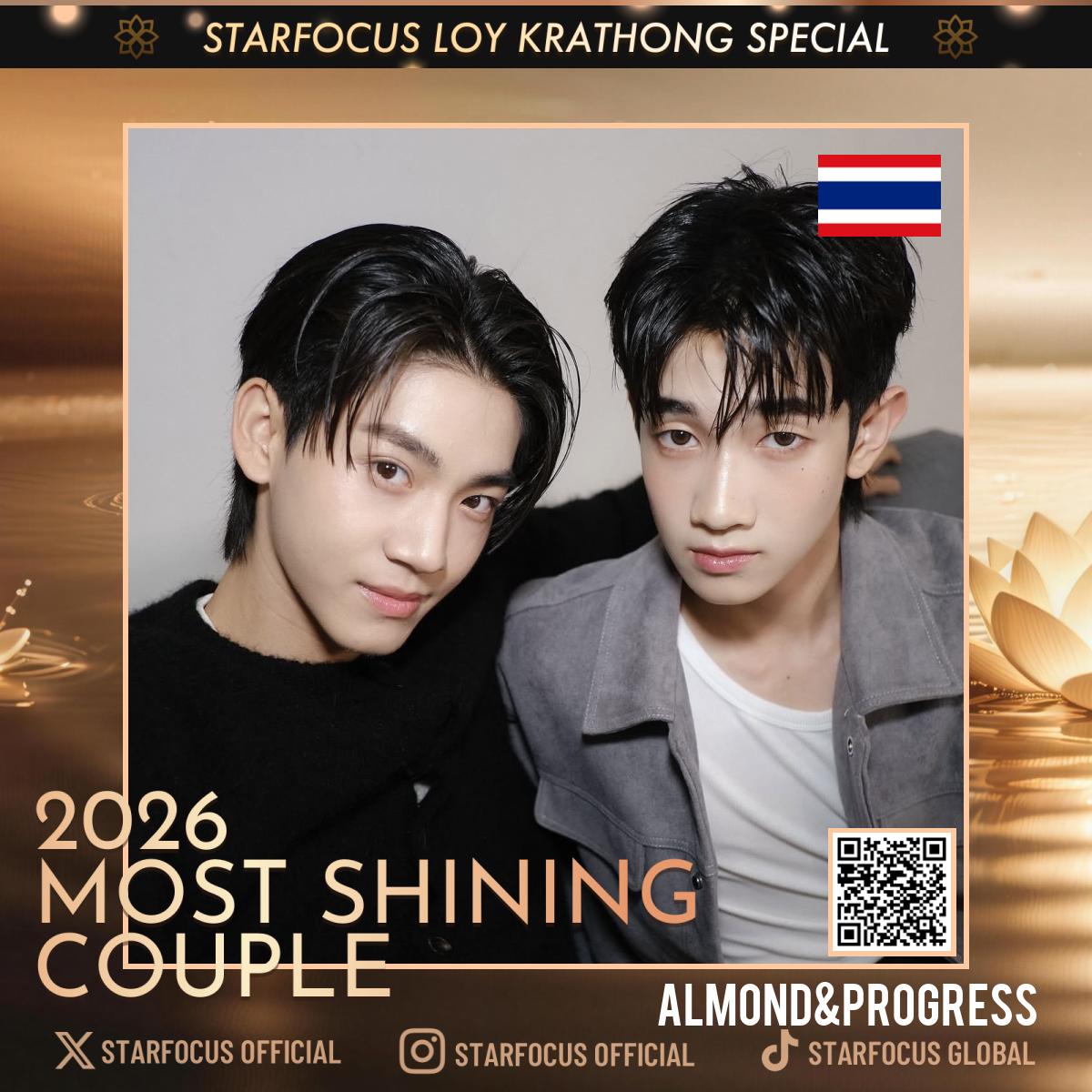 starfocusglobal's tweet photo. 🪷 STARFOCUS LOY KRATHONG SPECIAL 🪷

🎉Congrats Almond&amp;Progress - Top 70 Nominees for 2026 MOST SHINING COUPLE!

❤Let your couple shine across Bangkok this Loy Krathong.

🔗https://t.co/MkD4Firui9
📆10.10 - 10.29 (BKK) 

#AlmondProgress  
@AlmondProgresBR @AMPG_OURLOVE https://t.co/mBbzErGikY