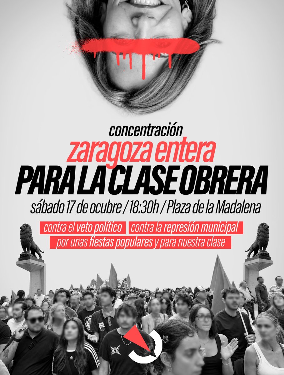 zaragoza_cjs's tweet photo. Mientras el espacio público está siendo invadido y privatizado por empresas, nosotros decimos basta a Chueca y sus amigos. Zaragoza pertenece a la clase trabajadora y vamos a luchar por ella.

Nos vemos el sábado 17 de octubre a las 18:30, en la plaza de la Madalena. https://t.co/B5cmdIikNf