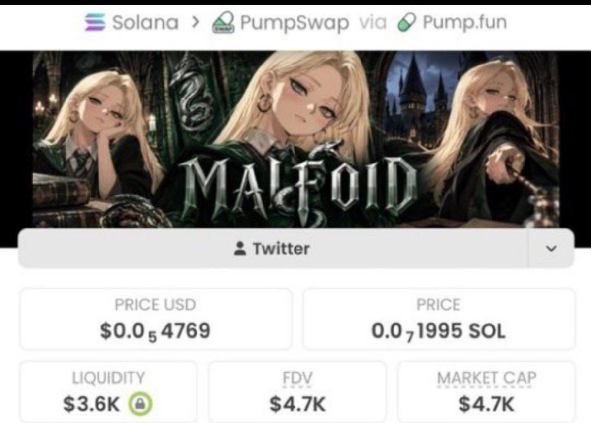 t_tosen74's tweet photo. $Malfoid 193.62x+ 🚀🔥

Called around $4.7K MC → touched $910K MC+

Strong breakout with explosive momentum driving it higher 👀

#Solamians #memecoin #Solana #crypto https://t.co/kpE1EfuCvQ