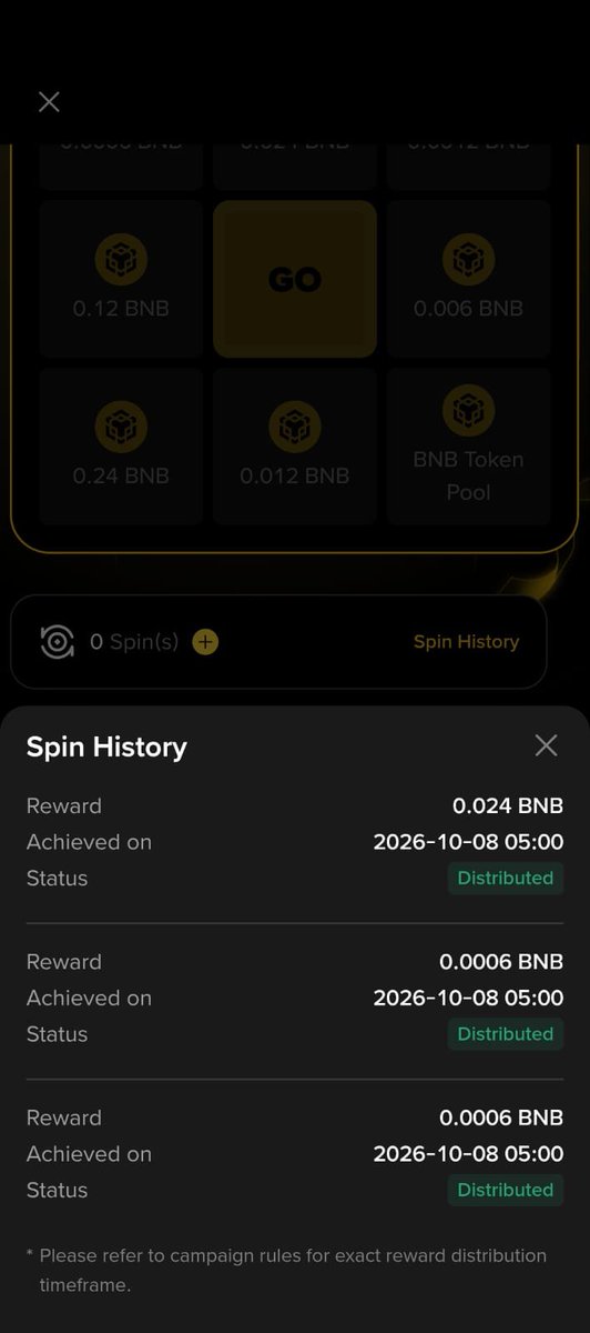 MianWah54380159's tweet photo. 🔥 Small Wins, Big Motivation with Binance! 💛

One of the things I love about Binance is how it keeps the community engaged with exciting campaigns and rewarding experiences. 🚀

I participated in the “Trade Futures & Win” campaign, and guess what? 🎁 My spins rewarded me with BNB! 💛

It’s always exciting to see a little reward for your participation. Experiences like these make exploring Binance campaigns even more interesting and motivating.

Binance continues to create opportunities for its community to learn, participate, and enjoy exciting reward campaigns. Every spin brings a little excitement, and every experience adds to the journey! ✨

Have you checked out this campaign yet? 👀

Explore the campaign, read the rules, and see what rewards are available for you. Remember, rewards aren't guaranteed, and Futures trading carries significant risk.
@binance @BinancePk
@BinanceAcademy
#Binance #binanceacadmy #BinanceCampaign #BNB #CryptoCommunity #TradeFuturesWin