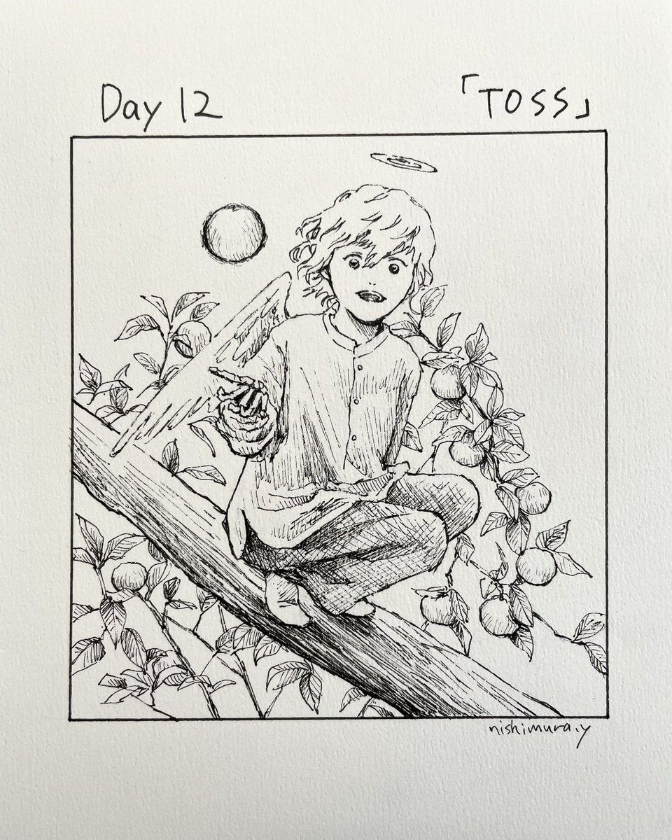 nishimurayukio7's tweet photo. #inktober2026
#inktober

day12
「TOSS」投げる

今年もみかんが生りまして🍊 https://t.co/Zbp2LOvXz1