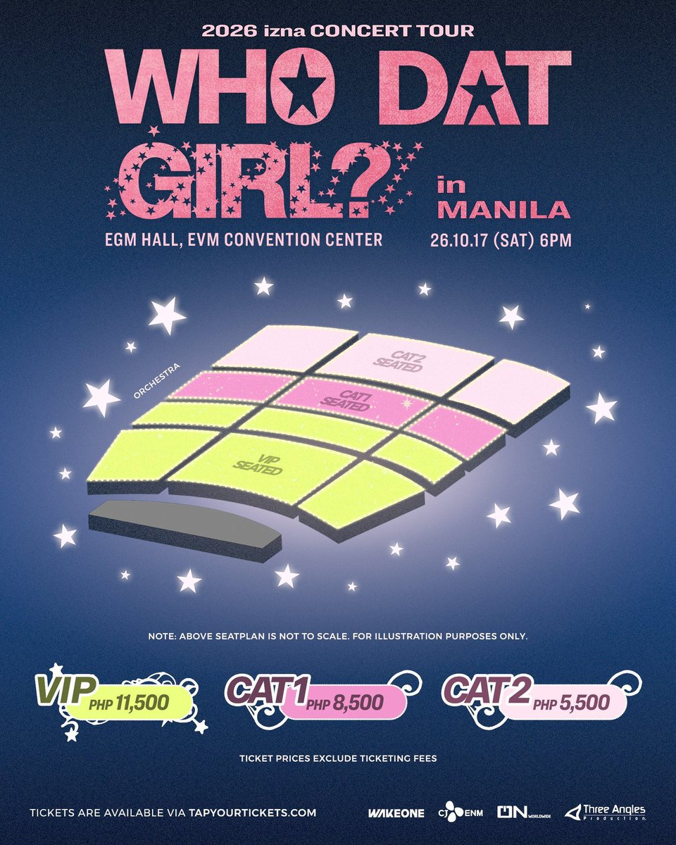 _Kiko003's tweet photo. 🎟️🎟️
2026-2027 izna Concert Tour <WHO DAT GIRL?> in MANILA.

🗓️: 17 October 2026 | 6:00 PM
📍: EGM Hall

🌟 VIP
🌟 CAT 1&amp;2

✅ Front rows 
✅ Adjacent seats 
✅ Meet up around metro manila 

#izna #이즈나
#izna_Concert_Tour 
#WHO_DAT_GIRL
#izna_Concert_Tour_in_MANILA https://t.co/vqlHgnlhpu