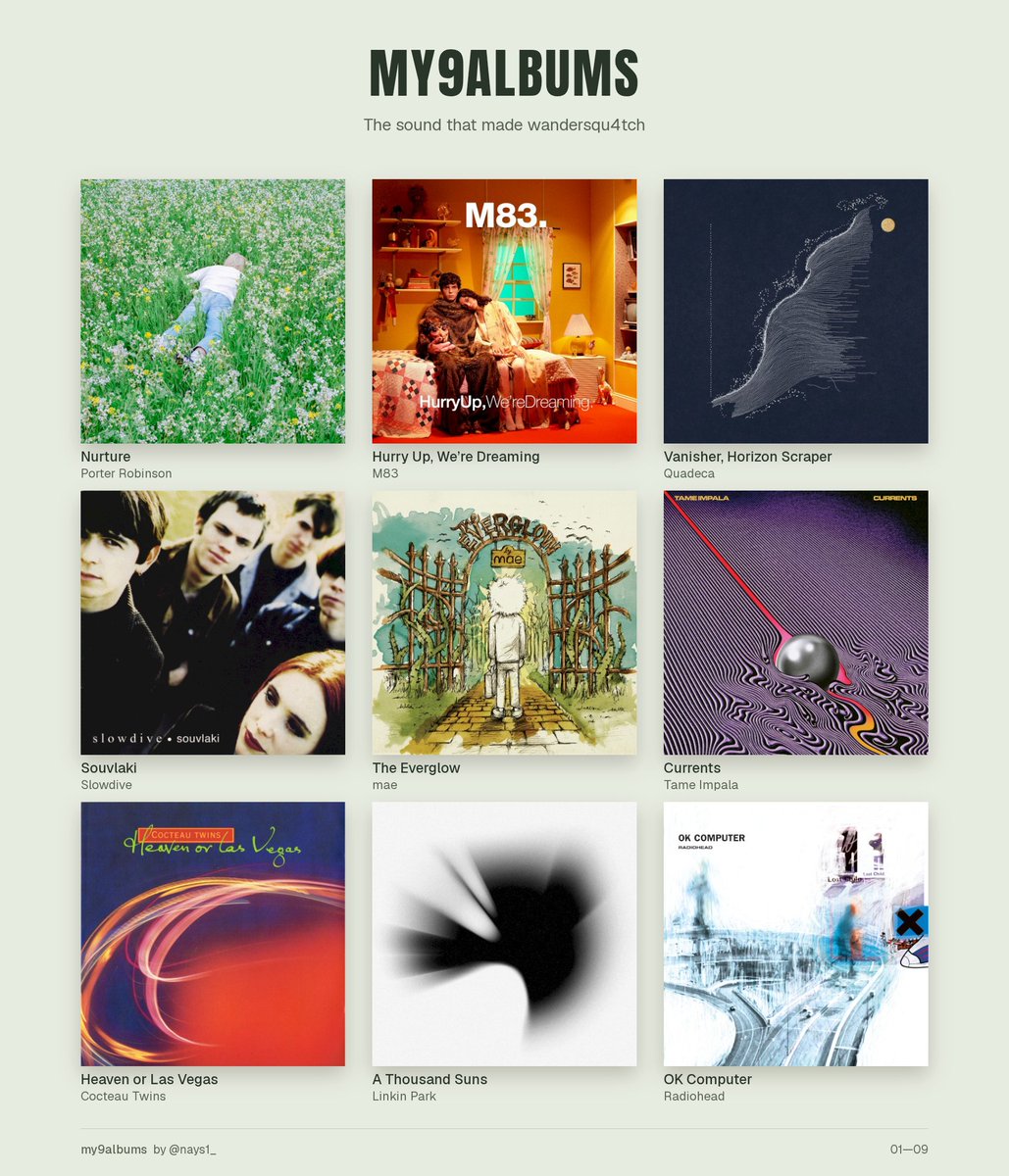 wandersqu4tch's tweet photo. A bit late to the party but here's my 9 albums https://t.co/Aa3aHQZoCg