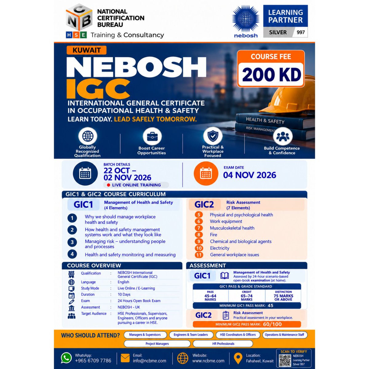 hse_ncb's tweet photo. NEBOSH IGC โ Advance Your Career in Health & Safety!
#NEBOSH #NEBOSHIGC #NCB #NationalCertificationBureau #HSETraining
#HealthAndSafety #SafetyTraining #OccupationalHealthAndSafety #OnlineTraining
#HSEProfessionals #SafetyOfficer #CareerDevelopment #NEBOSHCertification
#Kuwait https://t.co/M4ufbcNzsX