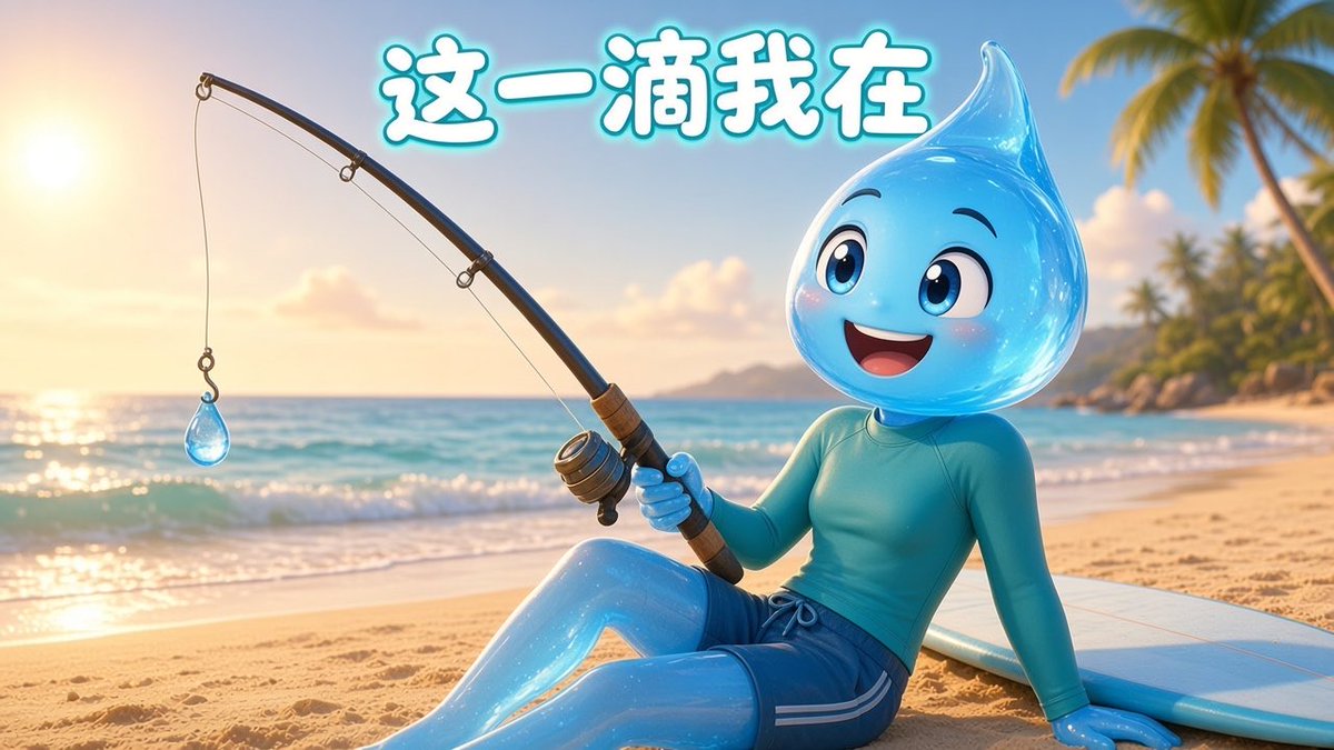 Surf_615's tweet photo. @Water_CTO_615 有人画五千天，阿水冒一千个泡，
我呢？工作日坐岸边摸鱼也算蓄水吧。

一天一滴，我不抢浪，
但这一滴我在。🌊 https://t.co/Kgqwo003Hg
