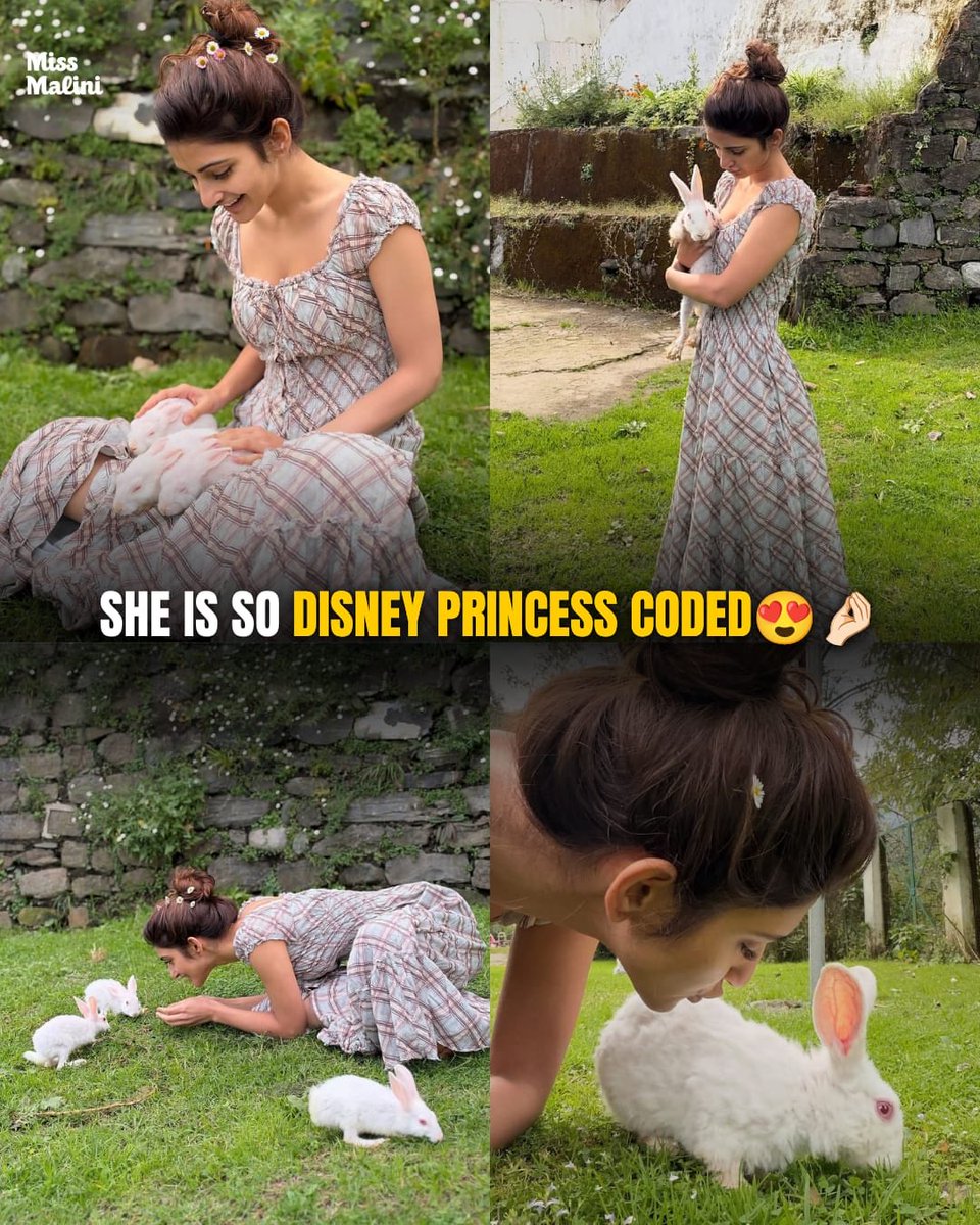 MissMalini's tweet photo. Straight out of a fairy tale! Sreeleela looks absolutely enchanting as she spends a dreamy afternoon with these adorable white rabbits.

#Sreeleela #DisneyPrincess #Rabbits #Cottagecore #Tollywood

[Sreeleela, Disney princess, white rabbits, garden, dreamy vibes, nature, actress] https://t.co/yNF1xv2GG8