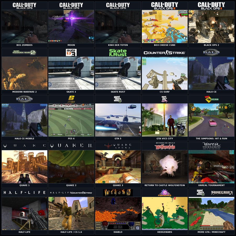 cryptuber's tweet photo. Play all of these games on your browser. No install. 

Full list below.

- Open world / other
> GTA 5: https://t.co/N6owuheziL
https://t.co/v8WZbHRwEi
> GTA Vice City: https://t.co/7vs2lRYVtc
> The Simpsons: Hit & Run: https://t.co/VyxoXUduh0
> Skate 3: https://t.co/oP8WSLTjuU
> Skate Rust: https://t.co/jlZYY9XXed
> PES 6: https://t.co/b3Kkk5jC09
> Hedgewars: https://t.co/APQRSop5an
> More GTA / Minecraft: https://t.co/MnUdtH5Ecy

- Zombies
> BO1 Zombies: https://t.co/dY078z9aNG
> Moon: https://t.co/xD77RAcJzI
> Kino der Toten: https://t.co/UtWZXnXR3p
> BO3 Cheese Cube: https://t.co/MXNeAPLHIf

- Shooters
> Black Ops 2: https://t.co/DY4ZQ82xC2
> Modern Warfare 2: https://t.co/ROvZCm7RgO
> Halo CE: https://t.co/Uo5AFqGFq0
> Halo CE mobile: https://t.co/JIGvDLGyvi
> Quake 1: https://t.co/3OGvnBDd8e
> Quake 2: https://t.co/dtojuDXBlA
> Quake 3: https://t.co/qblIeV5UGQ
> Return to Castle Wolfenstein: https://t.co/ZSyyDM2QeH
>Unreal Tournament: https://t.co/TWSPRY8mHr
> Half-Life: https://t.co/sZ1l80M3ru
> Half-Life / CS 1.6: https://t.co/a4aiBbtucB
> CS Surf: https://t.co/G21JQZCuvF
> Diablo: https://t.co/hIMxfe4bMC