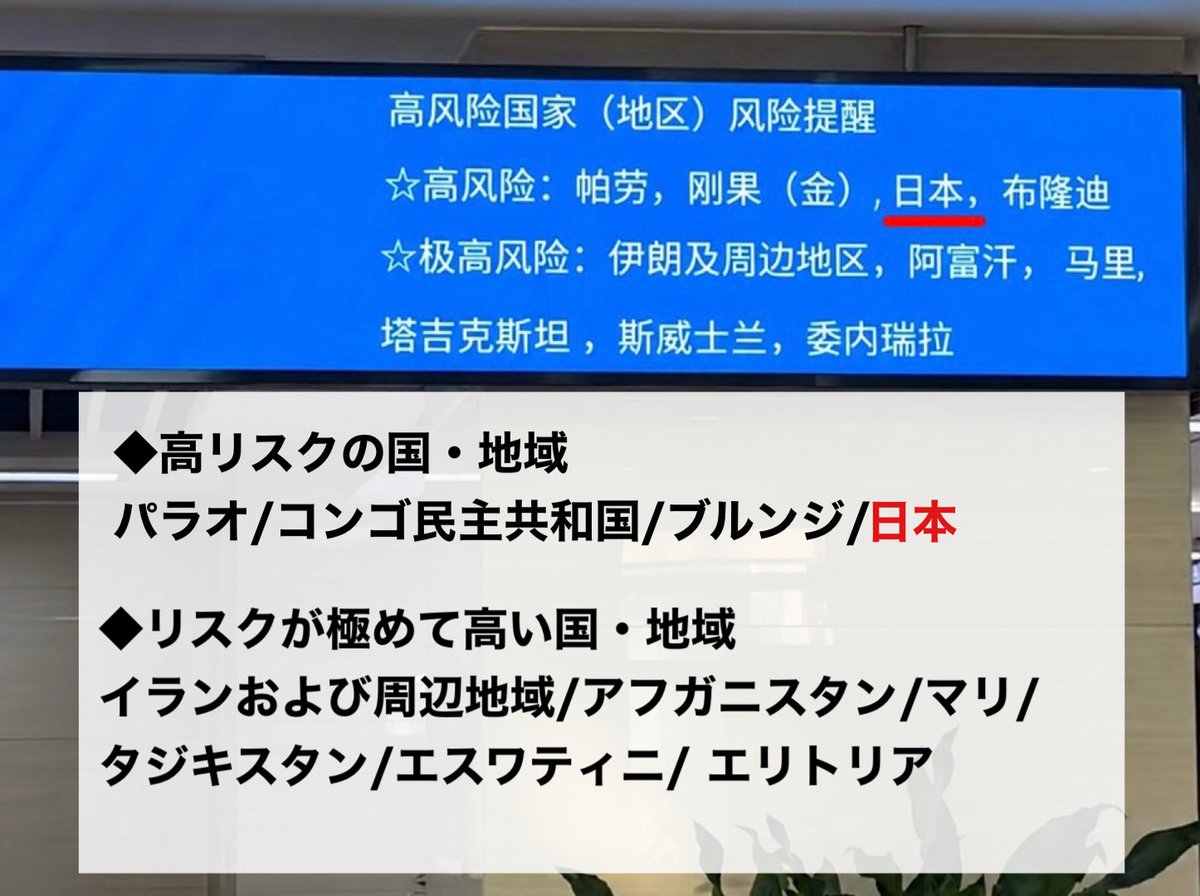 superwangbadan's tweet photo. 🇨🇳さん、公式に日本を「危険国」に入れた模様。

日本は危ないぞ〜（笑） https://t.co/d7kq1fUwqp