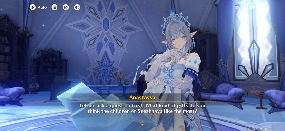 zerosfinalsong's tweet photo. if you told me in 2020 tsaritsa anastasya feodorovna snezhnaya the cryo archon would discover one of her fatui harbingers was larping as a toy seller, i'd have not believed it

this is THE cutest thing i ever experienced in this game AAAAAA 🥹❤️ https://t.co/FNvJC2PZrO
