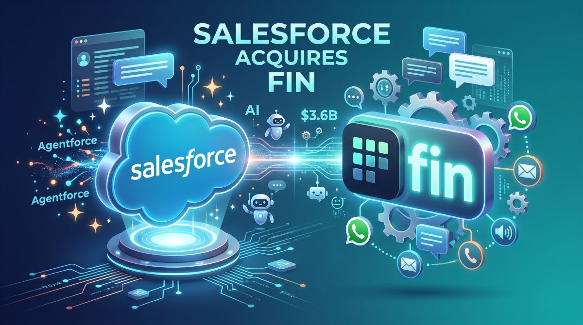 Datafloq's tweet photo. Salesforce closes its $3.6B deal for Fin (formerly Intercom), adding a fast-deploy AI agent to Agentforce.

Now offering rapid setup alongside deep customization—will rivals feel the heat? ⚡️🤖

Read the breakdown: 
https://t.co/MUmW2MTSxz https://t.co/RmM140RFph