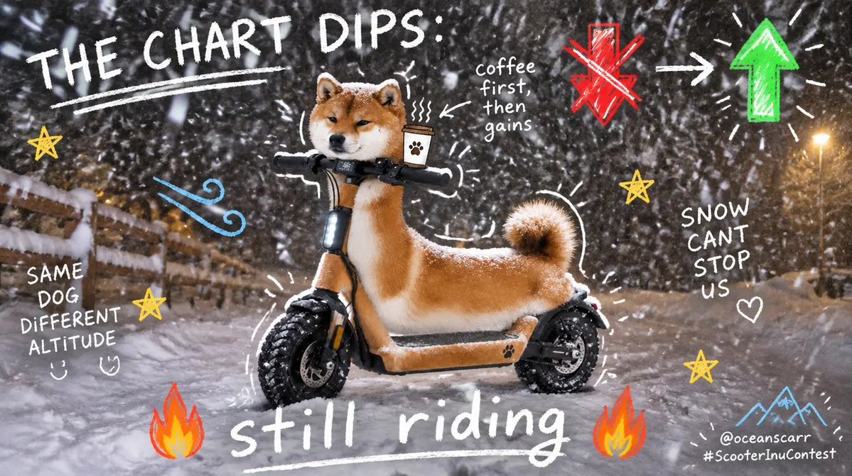 oceanscarr's tweet photo. day in the life of a Scooter Inu holder, a 4-part documentary 🛴🐕
current mood, 3am wheelies, ignoring the dip, and the brutal reality of snow
#ScooterInuContest #ScooterInu #SctrInu #Solana https://t.co/1xED6LY8Du