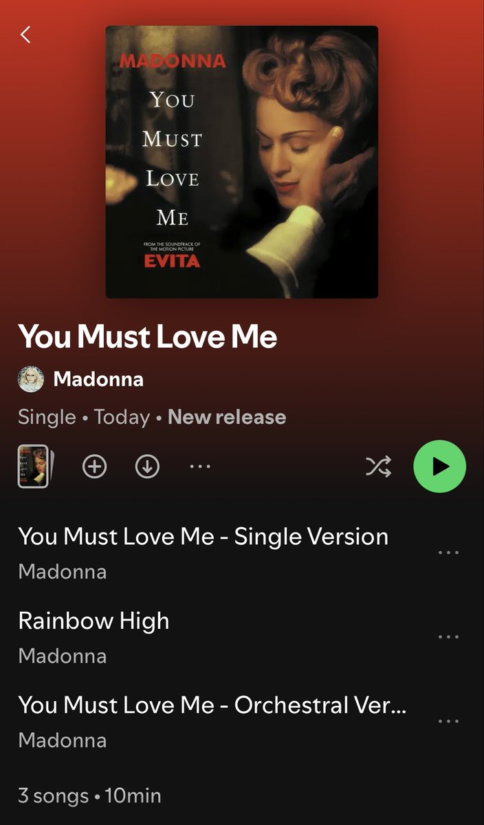 spsmith136's tweet photo. @madonna #YouMustLoveMe finally released #digitally for #Evita 30th anniversary!! 😊🎶💃🏼 xx https://t.co/P2DHRBUb7M