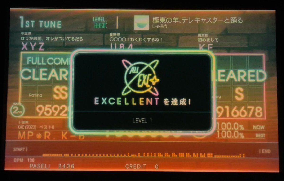 uba_S_ab_ok's tweet photo. jubeat 完全制覇達成🎉🎉
10制覇、9制覇、赤制覇を決めた千葉で達成することができて本当に嬉しい！
年初の残り1650譜面からよく頑張った😌やればできるもんだな https://t.co/5w9J0ndipi