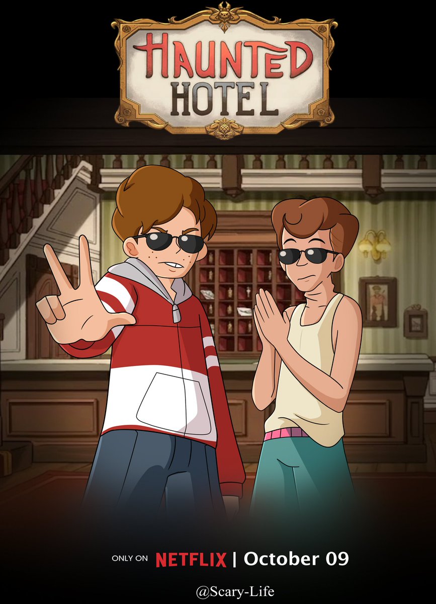 ScaryLife10's tweet photo. Fake poster de Ben y Randy con la pose de Wisin y Yandel: 
#hauntedhotel #benfreeling .. https://t.co/ufVzfGbizf