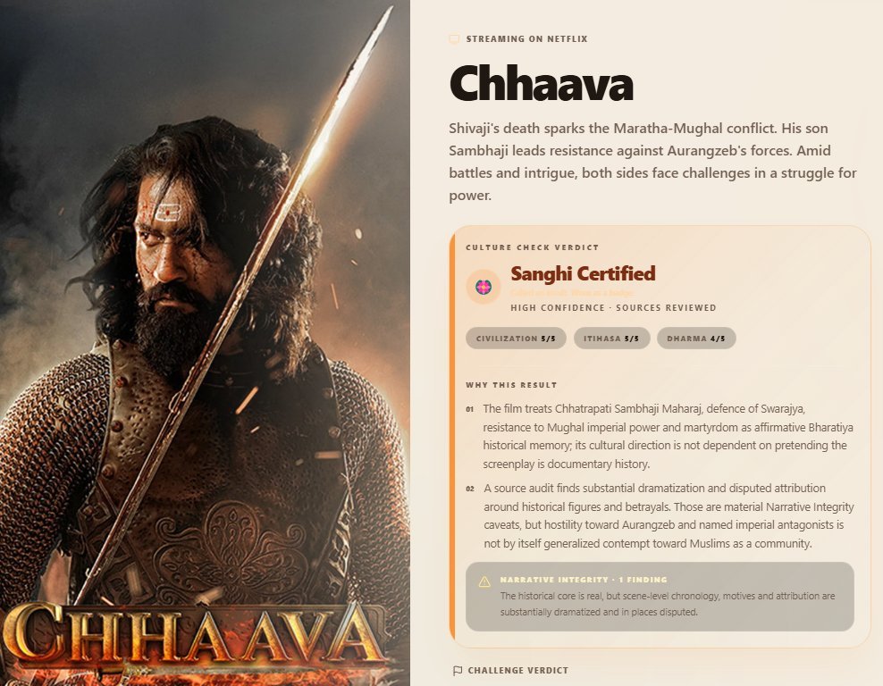 culturecheckit's tweet photo. Vanakkam, Namaste, Hello!
You've been mindlessly consuming Indian films without a nutrition label. That Changes Now.

We are the Dharmic Movie Database DMDb you wish you had earlier. 

Cinema is the new Kurukshetra and CultureCheck is the weapon Arjunas must wield. Arise, Awake! https://t.co/Cq8WJtlU8l