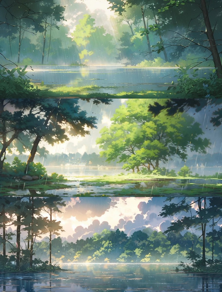 BlakelySeaaaxe's tweet photo. [夕暮れの公園で、冉聘擞啪涟が描いた幻想的な水紋が、風にゆらゆら揺れている]， https://t.co/Z7pGNYH7Ge