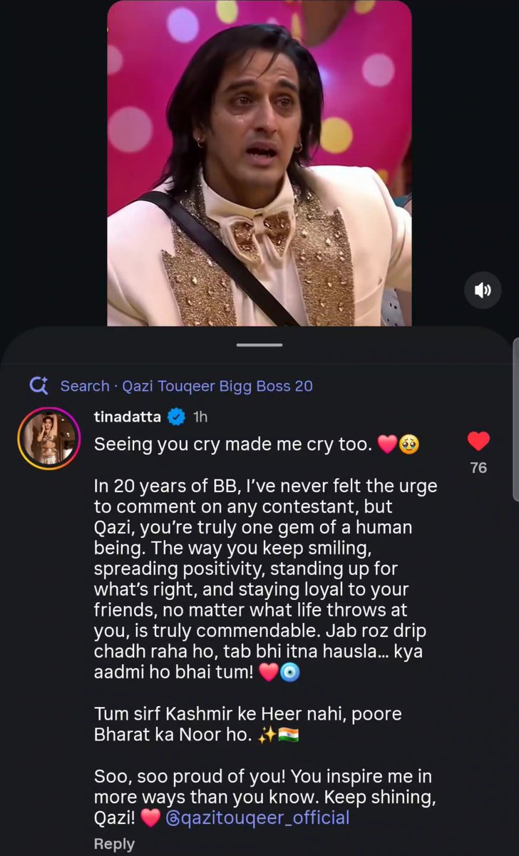 debadyita9123's tweet photo. Tina Dutta said it right—Qazi's tears made us all cry! 🥺 

Every neutral viewer and celeb stands with Qazi because he is real; Fakeness easily dikh jati hai, but Qazi plays with a pure heart!! 🙌🔥

#Qazitouqeer #BiggBoss20 https://t.co/pAr6ZqHk6Y