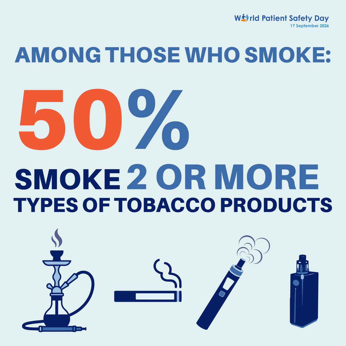 WHOLebanon's tweet photo. 🚭 Safe care means protecting everyone from preventable harm.

Many people in Lebanon use more than one tobacco product, including cigarettes and arguileh. At the same time, exposure to second-hand smoke remains high, whether at home and in public spaces. https://t.co/Lea6DoXqKc