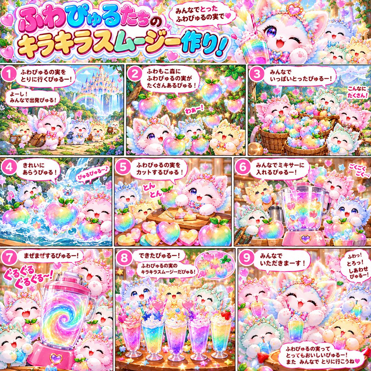 naokikagayake's tweet photo. #ふわぴゅる

#ふわぴゅる漫画

ふわぴゅるたちでふわぴゅるの実でスムージーを作るよ

スムージー用にまたふわぴゅるの実をとりに行ったよ

上手くできるかなぁー

見守ってあげてね https://t.co/vk9mJPvUgf
