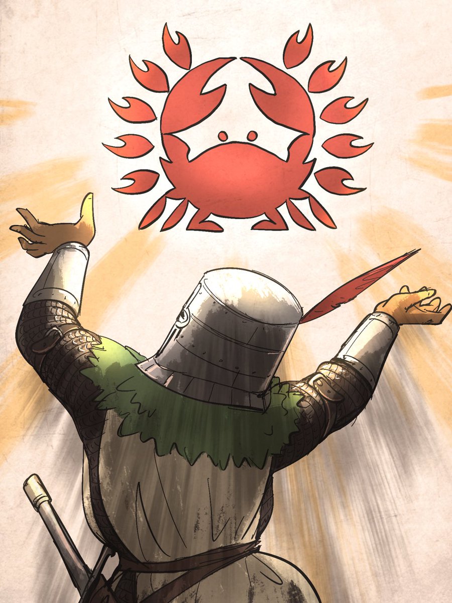 Ironlilyart's tweet photo. Solaire has found his sun🦀 https://t.co/V0O4ApmFnE
