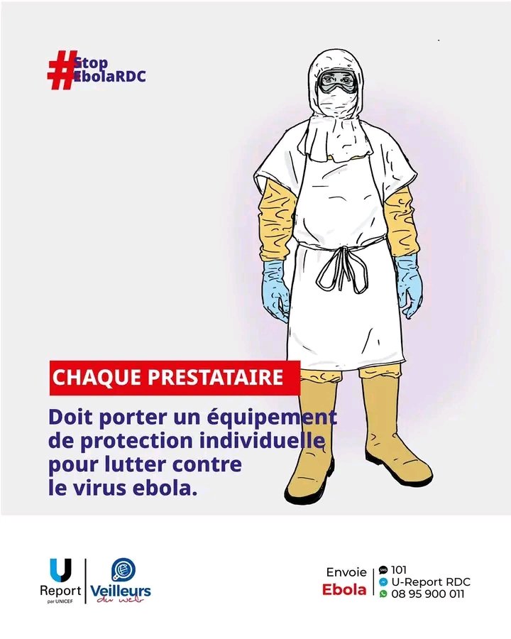 JeanLonyangu's tweet photo. 🛡️ Contre Ebola, chaque prestataire de santé doit porter correctement son équipement de protection individuelle (EPI). 

Le respect des mesures de prévention contribue à réduire les risques de contamination.

💪🏾 Ensemble, luttons contre Ebola !

#StopEbolaRDC
#VeilleursduWebRDC5 https://t.co/AAsJTTmPpp