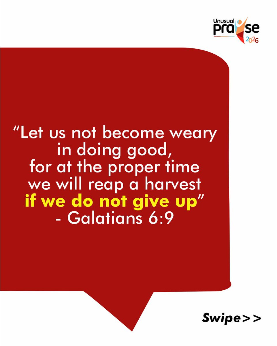 unusualpraise's tweet photo. Some days, all you can do is pray, trust God &amp; keep going ❤️🙏🏽

That prayer, that dream, that season — don’t give up on God. Keep showing up.

Gal 6:9 says we will reap if we don’t give up.

You’re not done yet! ❤️‍🔥

#UnusualPraise2026 #DeclareHisGlory https://t.co/cbdZMNP3w6