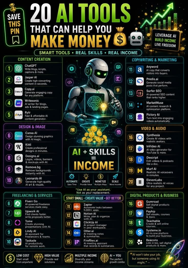 maxpostingx's tweet photo. **Corporate loyalty is the greatest financial illusion of our generation.**

Trading your time for a depreciating currency while cognitive labor gets automated is a direct path to obsolescence. **The only defense mechanism against the upcoming corporate restructuring is building your own automated revenue engines.**

Here are 20 cognitive multipliers designed to scale your output and decouple your income from your physical time.[span_1](start_span)[span_1](end_span)

1. ChatGPT
Execute complex logic framing and synthesize vast amounts of raw structural data.[span_2](start_span)[span_2](end_span)
Link: https://t.co/fkn2i8NwqX

2. Jasper AI
Scale your high converting commercial content pipelines across multiple global demographics.[span_3](start_span)[span_3](end_span)
Link: https://t.co/3hkSFZUdvv

3. Copy ai
Generate precise direct response marketing frameworks tailored for enterprise platforms.[span_4](start_span)[span_4](end_span)
Link: https://t.co/Fgg1qpd6QP

4. Writesonic
Produce highly optimized landing page copy engineered specifically to capture organic traffic.[span_5](start_span)[span_5](end_span)
Link: https://t.co/NzW6727QpR

5. Rytr
Deploy rapid commercial text generation to accelerate your daily operational communications.[span_6](start_span)[span_6](end_span)
Link: https://t.co/Nzeydos6Yl

6. Canva AI
Render highly aesthetic commercial graphics utilizing integrated generative visual models.[span_7](start_span)[span_7](end_span)
Link: https://t.co/Sk6fgBZS0N

7. Kittl
Construct complex professional vector designs rapidly without relying on expensive design agencies.[span_8](start_span)[span_8](end_span)
Link: https://t.co/3GtbHHcjCu

8. Designs ai
Automate the production of scalable brand architecture and digital commercial mockups.[span_9](start_span)[span_9](end_span)
Link: https://t.co/CewjQ5dfa3

9. Remove bg
Isolate specific visual subjects from complex digital environments instantly.[span_10](start_span)[span_10](end_span)
Link: https://t.co/sEr7UyLlLe

10. Leonardo AI
Synthesize ultra high fidelity conceptual art and specialized visual rendering models.[span_11](start_span)[span_11](end_span)
Link: https://t.co/bAfgY8LbXX

11. Anyword
Engineer predictive commercial copy designed strictly to convert casual readers into direct buyers.[span_12](start_span)[span_12](end_span)
Link: https://t.co/DhlmduFx0Z

12. Predis ai
Automate your entire social distribution pipeline with algorithmically generated media formats.[span_13](start_span)[span_13](end_span)
Link: https://t.co/1h7eG5pfna

13. Surfer SEO
Dominate organic search architecture by optimizing your digital footprint against top ranking nodes.[span_14](start_span)[span_14](end_span)
Link: https://t.co/CqCAE1WDlT

14. MarketMuse
Execute deep competitive content research to monopolize valuable digital information sectors.[span_15](start_span)[span_15](end_span)
Link: https://t.co/vkJUoO8hnG

15. Pictory AI
Transform static written frameworks directly into highly engaging dynamic motion assets.[span_16](start_span)[span_16](end_span)
Link: https://t.co/UXUarbOvy3

16. Synthesia
Generate photorealistic digital human avatars to scale your asynchronous corporate messaging.[span_17](start_span)[span_17](end_span)
Link: https://t.co/696dCylZN3

17. InVideo AI
Construct professional commercial video assets rapidly using entirely automated rendering pipelines.[span_18](start_span)[span_18](end_span)
Link: https://t.co/oUfdu8hpzu

18. Descript
Edit complex audio and video architectures precisely like modifying a standard digital document.[span_19](start_span)[span_19](end_span)
Link: https://t.co/8LvSnwD37T

19. Murf AI
Clone flawless studio grade voice architectures to overlay onto your commercial presentations.[span_20](start_span)[span_20](end_span)
Link: https://t.co/9u7wkKXtXT

20. ElevenLabs
Deploy indistinguishable human vocal frequencies for high end auditory commercial assets.[span_21](start_span)[span_21](end_span)
Link: https://t.co/FxBIxm4ore

Software alone will not save you from economic irrelevance. 

Your ability to direct these cognitive engines will determine your future net worth. Deploy these assets tonight and stop waiting for permission to build your sovereignty.