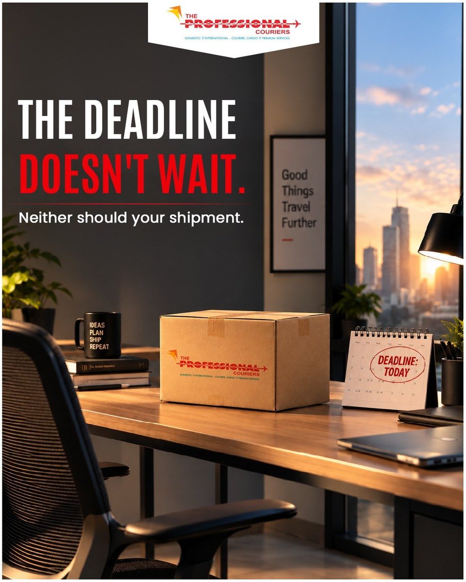 TPCGlobeCares's tweet photo. Deadlines don’t move. Neither should your shipment. ⏱️📦

When time matters, every moment counts. Choose a delivery partner that keeps your shipment moving towards its destination, right on schedule.

#TheProfessionalCouriers #OnTimeDelivery #BusinessLogistics #CourierServices https://t.co/iQMEFMhCv6