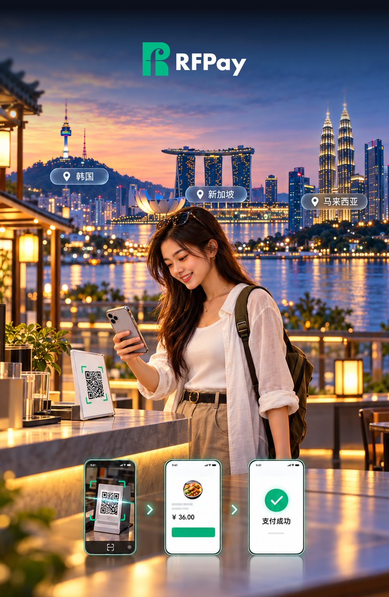 RFPay_Global's tweet photo. Scan local. Pay with digital assets.
From South Korea to Singapore and Malaysia, RFPay connects digital assets to everyday purchases through local QR payments.
Explore more. Pay with RFPay.
π https://t.co/W6pBWZeCCQ
#RFPay #Web3Payments #ScanToPay https://t.co/1kCCegQccU