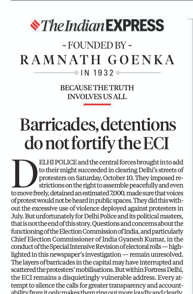 RitikaChopra__'s tweet photo. .@IndianExpress editorial today 👇

No detention centre is large enough to sequester Election Commission's crisis of credibility.

https://t.co/nJ4CfzNUf1 https://t.co/jRSiUcl3KQ