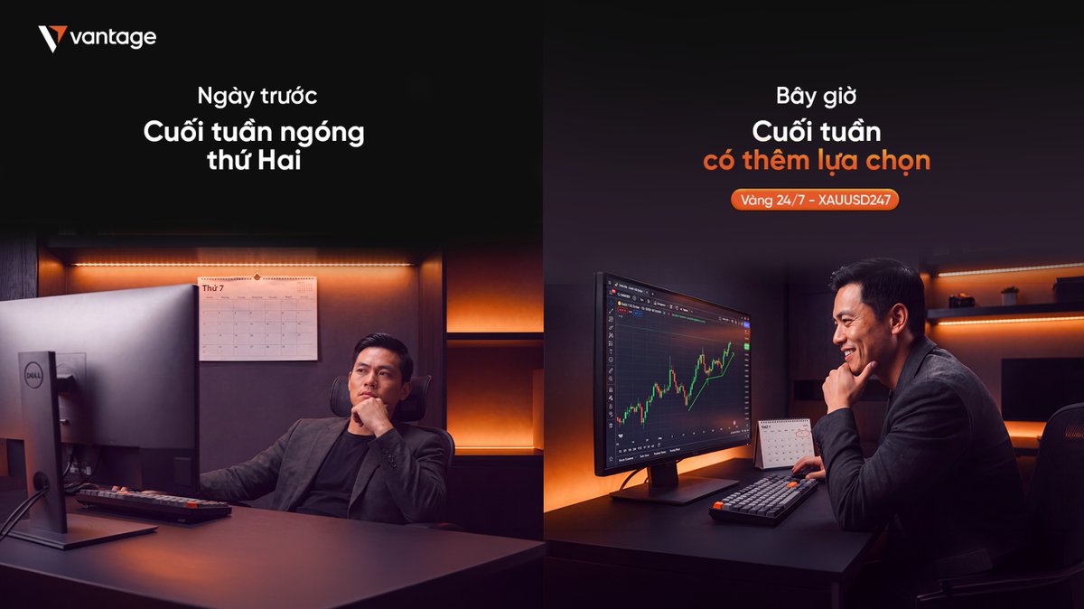 VantageSea's tweet photo. Ngày trước ngóng thứ Hai, giờ biết đến vàng 24/7 thì cuối tuần có thêm lựa chọn 😎 
Team chờ mở cửa có thấy quen không? #VantageVietnam #XAUUSD247 https://t.co/4nGYMDc4fS