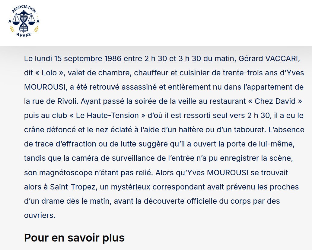 Casimir_Noir's tweet photo. #ColdCase 
15 Oct 1986 : Le majordome d'#YvesMourousi Gérard Vaccari (dit Lolo) est retrouvé nu le crâne fracassé dans l'appartement parisien de la grande vedette du 13H.
https://t.co/c2CWnFdU6U https://t.co/keQudO5cXs