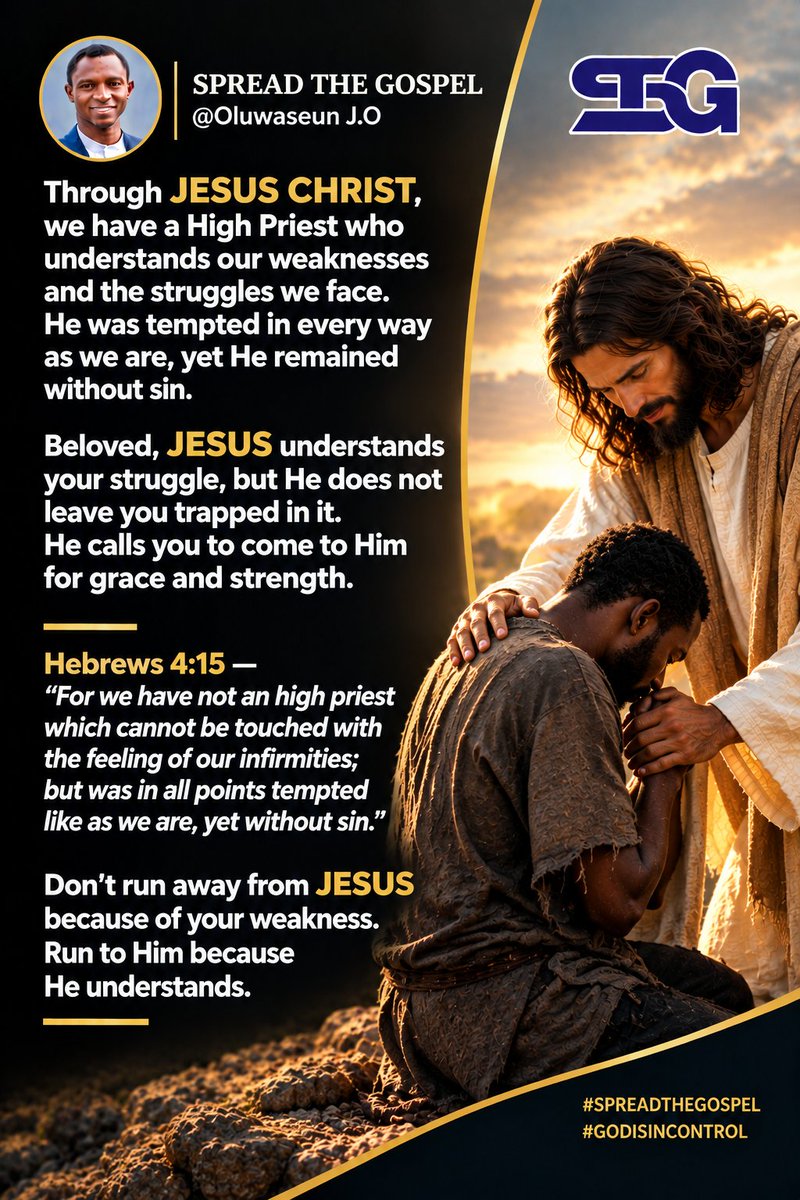 iamhonfalcao's tweet photo. All you need to do is to Come boldly to Him today and receive the grace you need.
This new week, God will be compassionate on you
Have a blessed week
#SpreadtheGospel
#Godisincontrol https://t.co/8UwM35XxBU