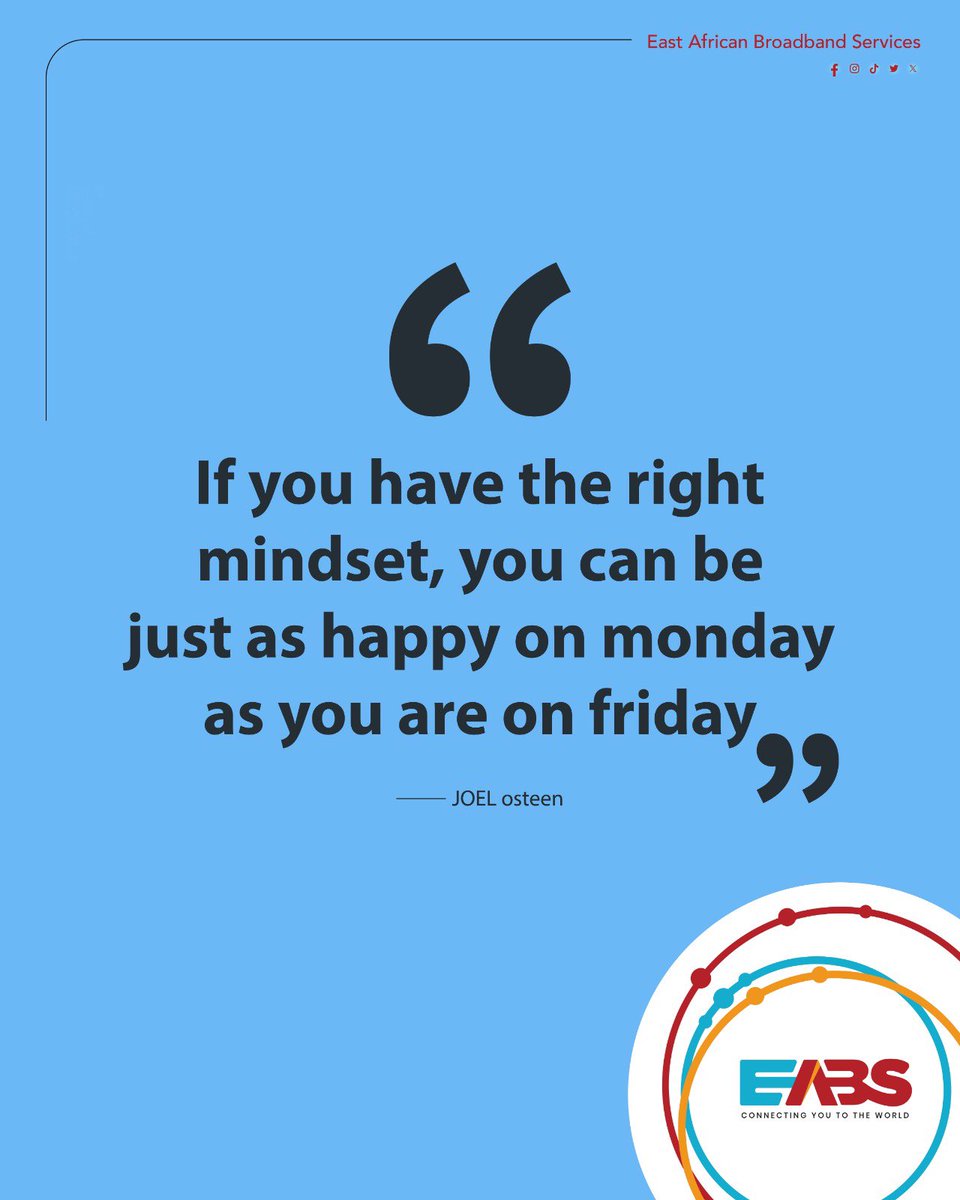 EABS_Internet's tweet photo. Who says Monday can’t feel like Friday? 😉

It’s all about mindset.

📍 Ntinda Complex, Block A Level 2.
☎️ Contact us on +256 731 484 638

#mondaymotivation #mindsetmatters #eabs #happymonday https://t.co/yzREmblktY