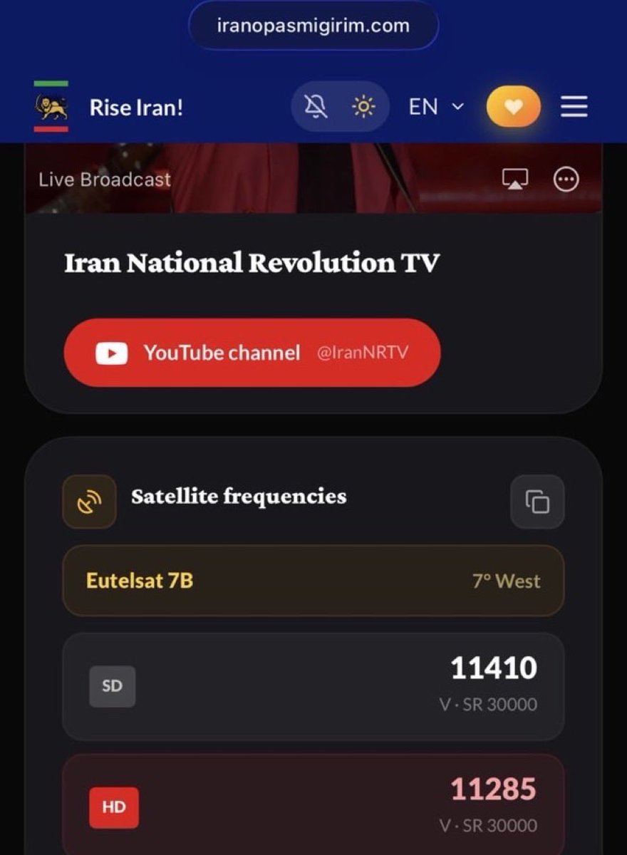 poonehshseyed's tweet photo. Media unity is the sharpest weapon we have in the fight for a free Iran.

Let's make IranNRTV the leading voice of the Lion and Sun Revolution under Reza Shah Il.

Watch National Revolution of Iran programs:

Satellite: Eutelsat 7B • 7° West
SD: 11410 V 30000
HD: 11285 V 30000
YouTube: https://t.co/mG5emLe155
Website: https://t.co/tDECQZQkKA
Telegram: https://t.co/gNvW9NNRlZ…

One united front. One unstoppable message.
#JavidShah‌‌‌‌‌ #KingRezaPahlavi‌