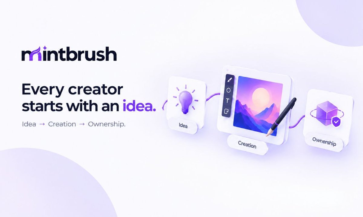 UseMintbrush's tweet photo. Every creator starts with an idea.

The technology shouldn’t be the reason that idea never reaches the blockchain.

MintBrush is building a simpler path from idea → creation → ownership. https://t.co/7FidqJVXHz
