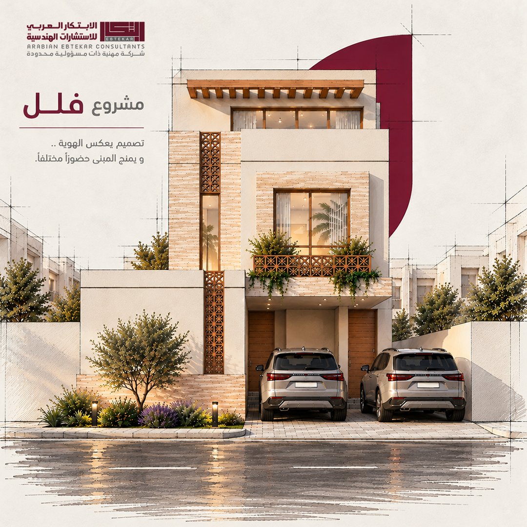 Ebtekar3233's tweet photo. لكل بيت حكاية، ومع ابتكار تبدأ من التصميم ✨
من مشروع الفلل.. رؤية معمارية تجمع جمال التفاصيل وراحة السكن
#ابتكار #تصميم_معماري #فلل #الرياض_الآن https://t.co/ijc9MUG1Sq